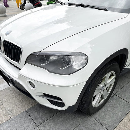 Carbon Style Add-On Headlight Eye Lid Eyebrow Trim Cover for BMW X5 (2008–2013)
