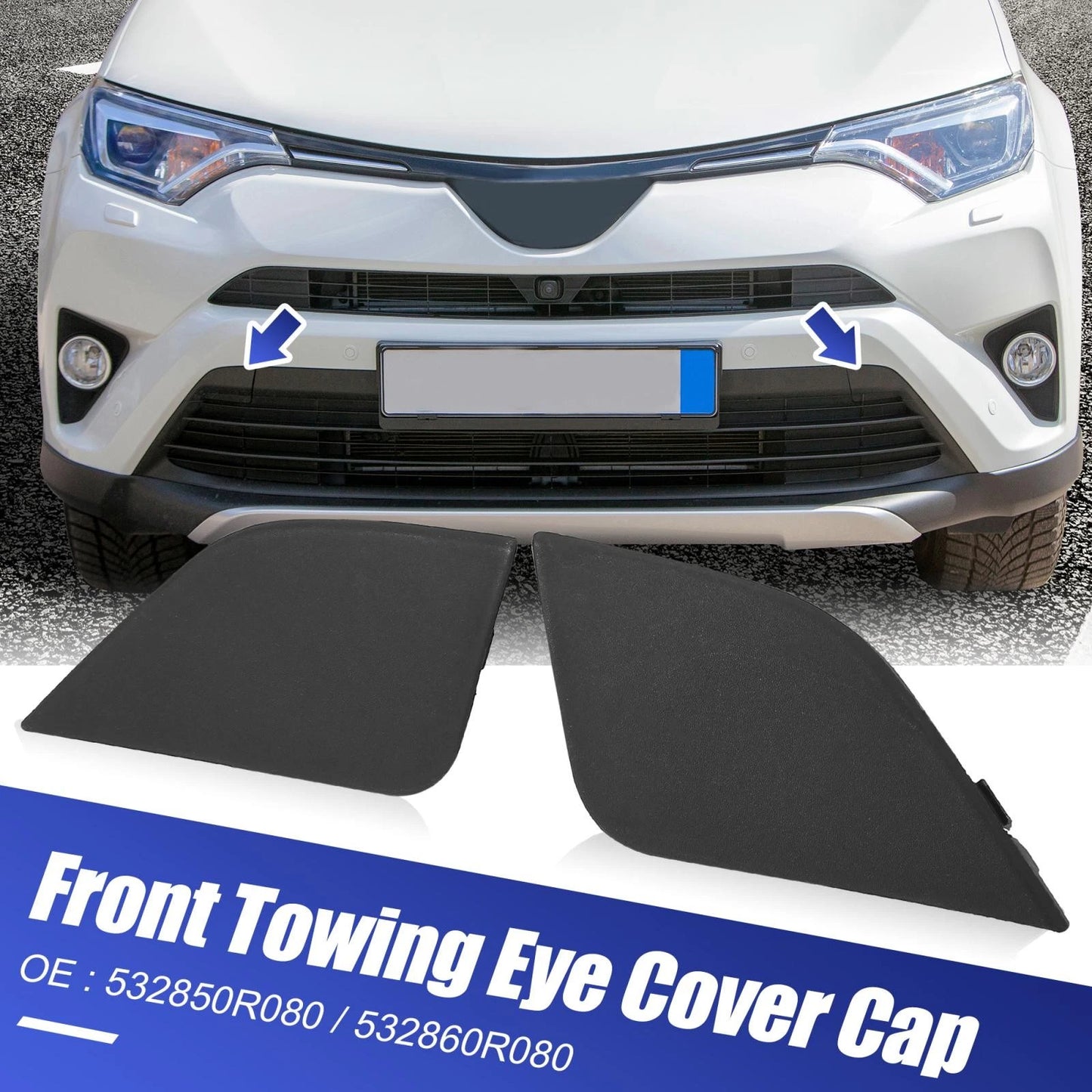 Pair Front Bumper Tow Hook Towing Eye Cover Cap for Toyota RAV4 (2016–2018)