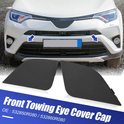Pair Front Bumper Tow Hook Towing Eye Cover Cap for Toyota RAV4 (2016–2018)