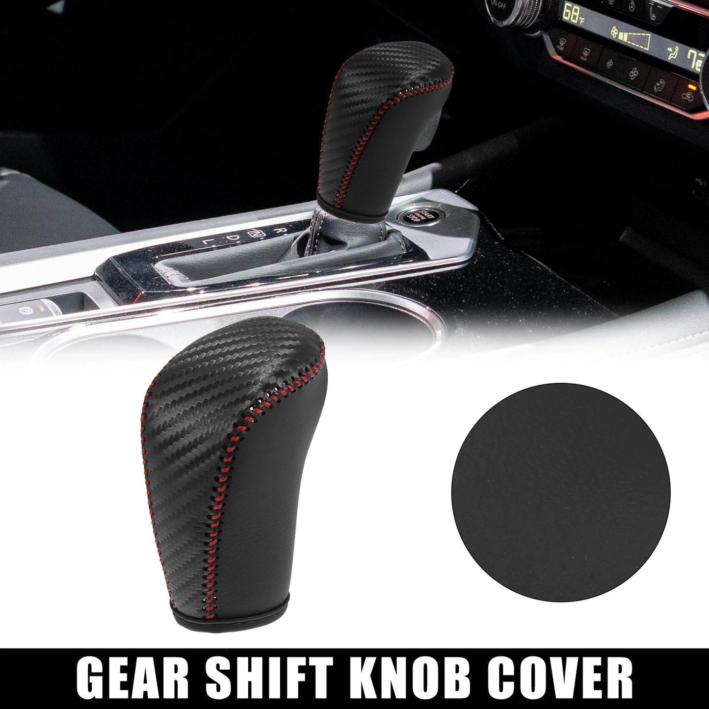 Faux Leather Carbon Fiber Black Gear Shift Knob Cover for Nissan
