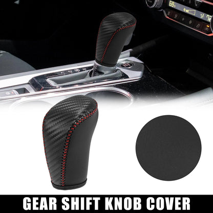 Faux Leather Carbon Fiber Black Gear Shift Knob Cover for Nissan