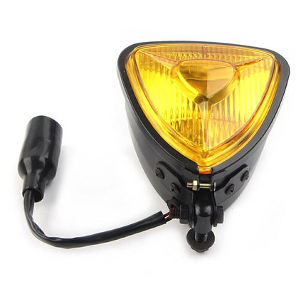 Amber Triangle Headlight Lamp for Harley Motorcycle Chopper Bobber (12V)