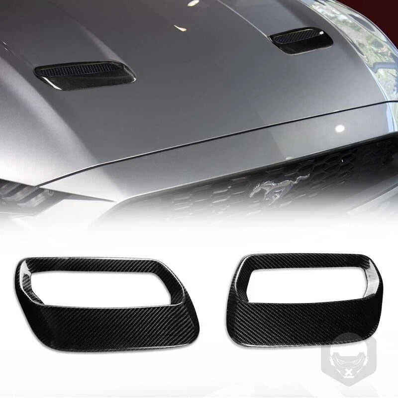 Carbon Fiber Car Engine Hood Air Outlet Vent Cover Trim For Mustang 2018-2022