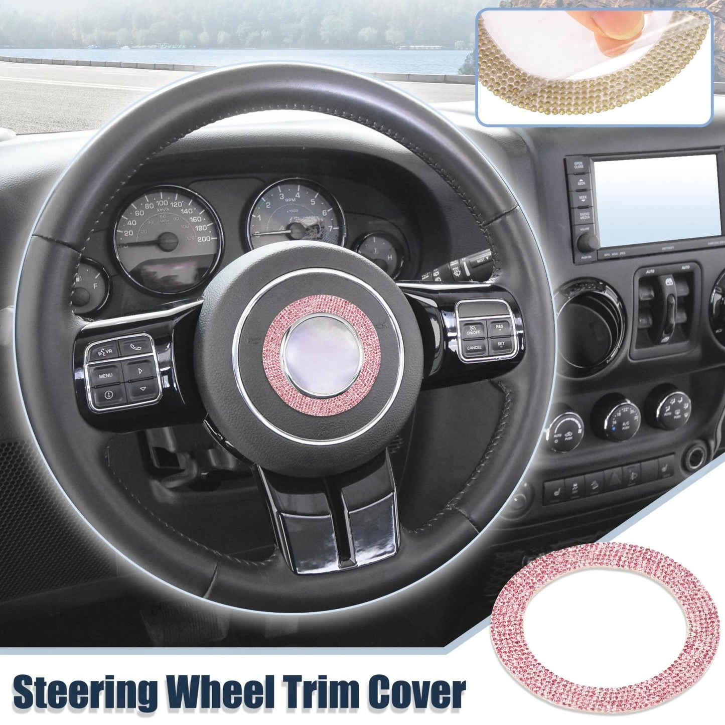 Pink Steering Wheel Cap Trim Ring for Jeep Wrangler Compass (2007-2023)