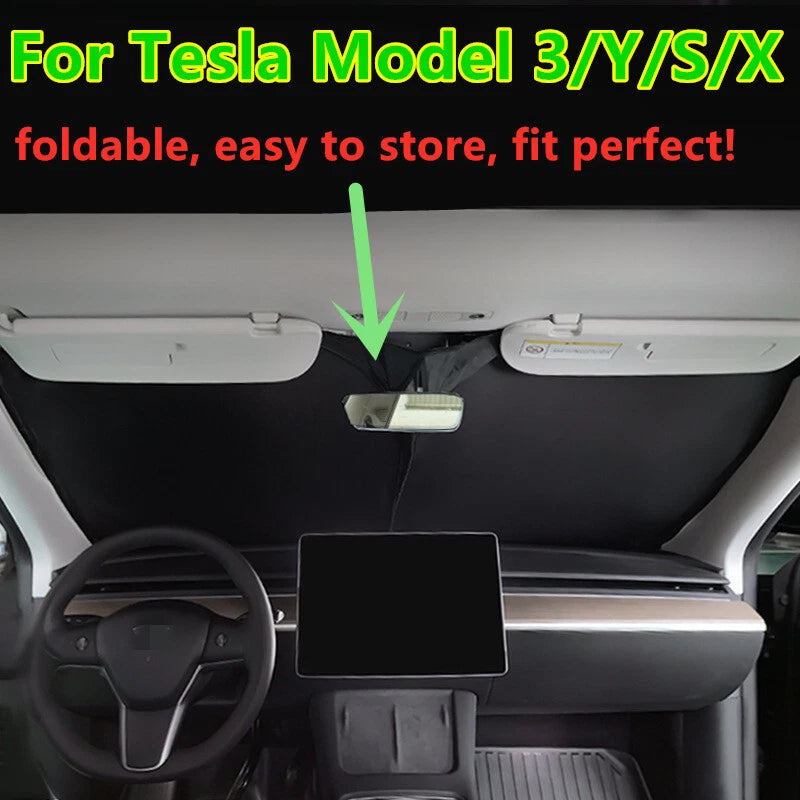 Front Windshield Anti-UV Sun Visor Screen Protector Sunshade for Tesla