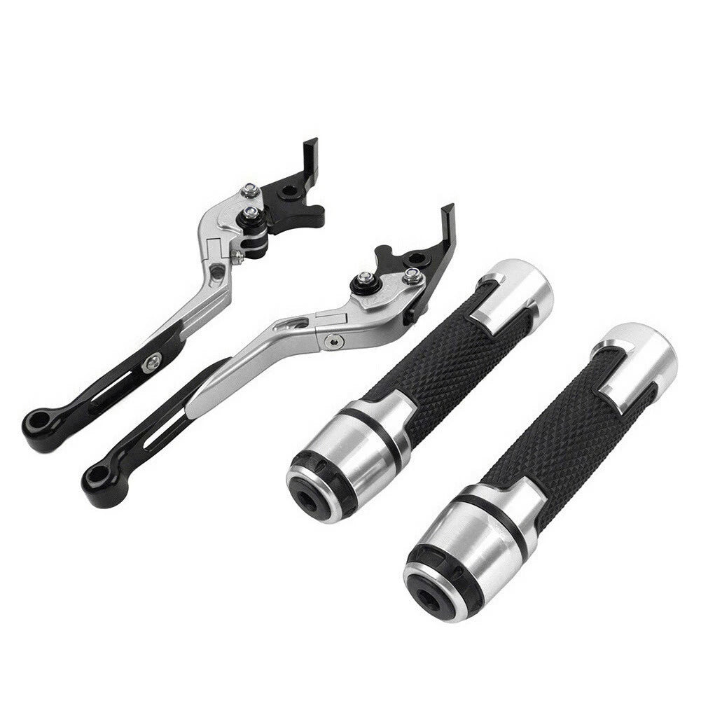 Silver Extendable Brake Clutch Lever Grip Set for Street Twin (2016-2023)