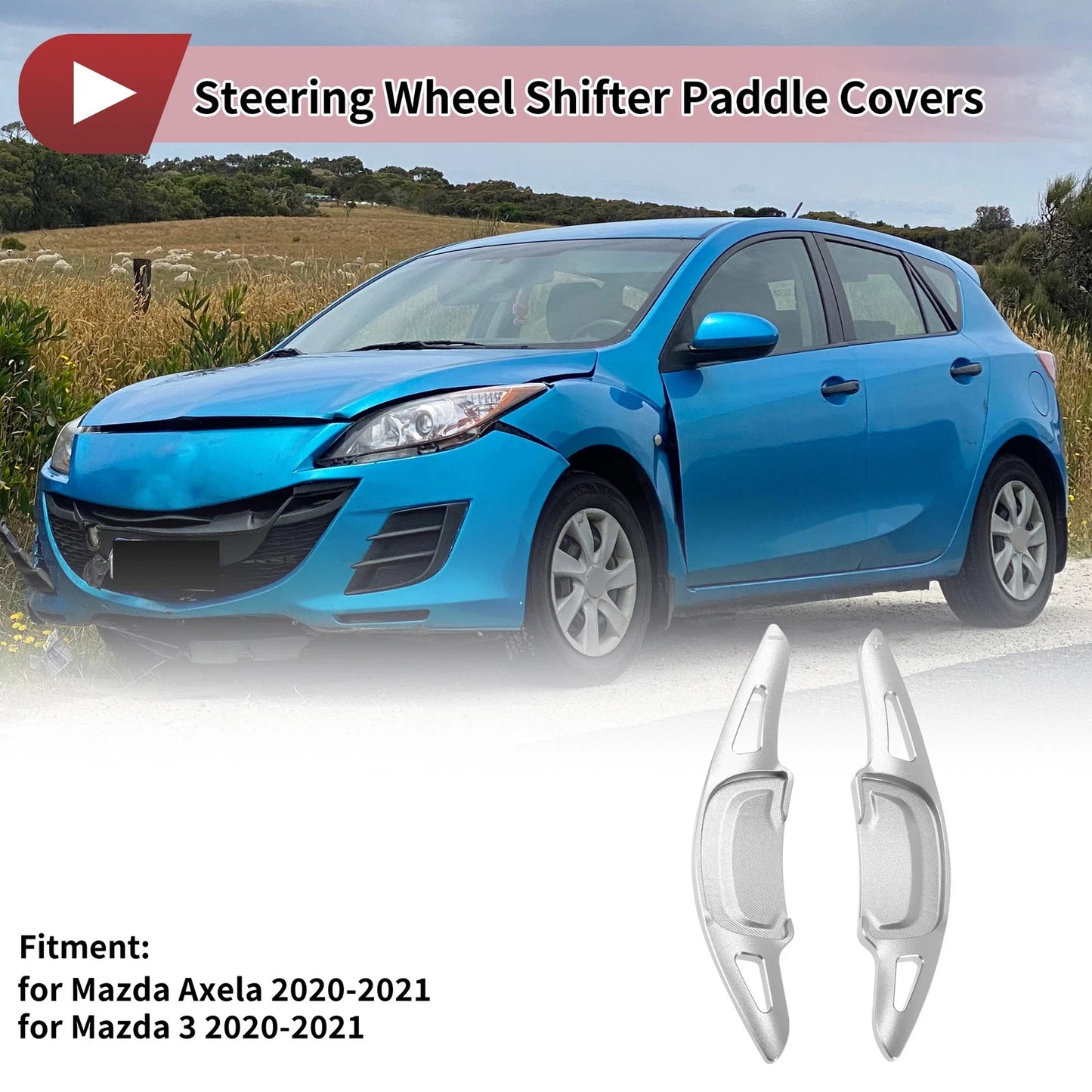 Silver Tone Aluminum Alloy Steering Wheel Paddles for Mazda Axela (2020-2021)