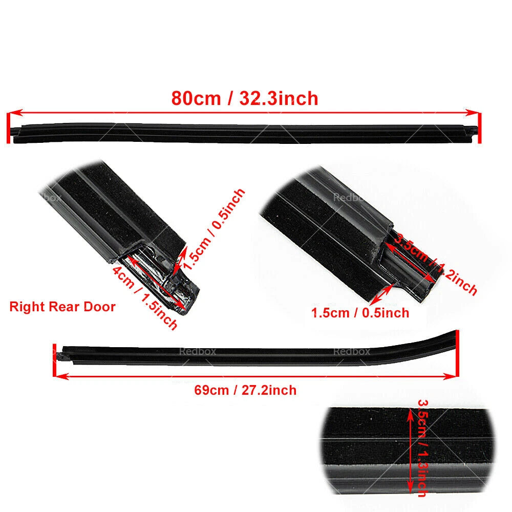 4x Weather Strip Window Moulding Trim for HILUX SR5 Double Cab (2005-2015)