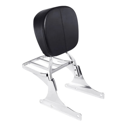 Chrome/Black Sissy Bar Backrest Luggage Rack for Harley Softail (1984-2005)