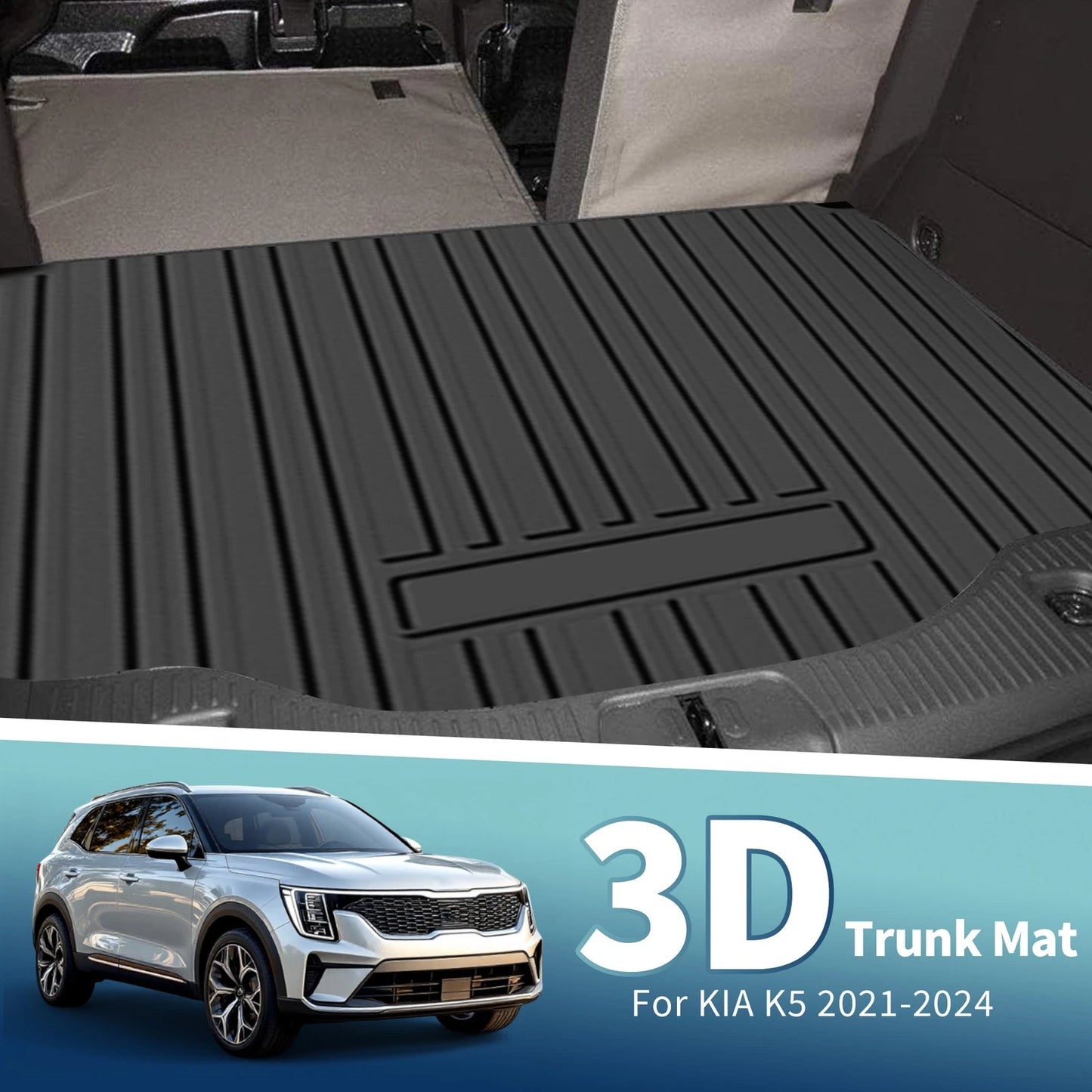 Cargo Liner Rear Trunk Mat for KIA K5, Hyundai Sonata (2020-2024, 2021-2024)