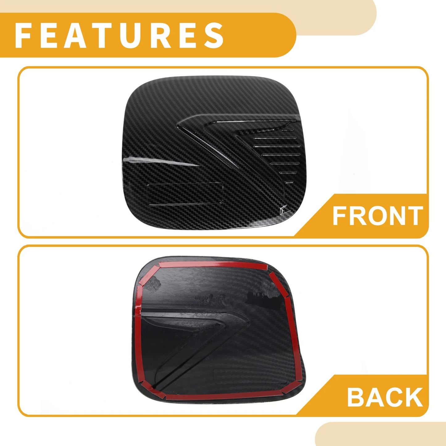 Fuel Tank Door Cap for Mitsubishi Eclipse Carbon Fiber Black Red