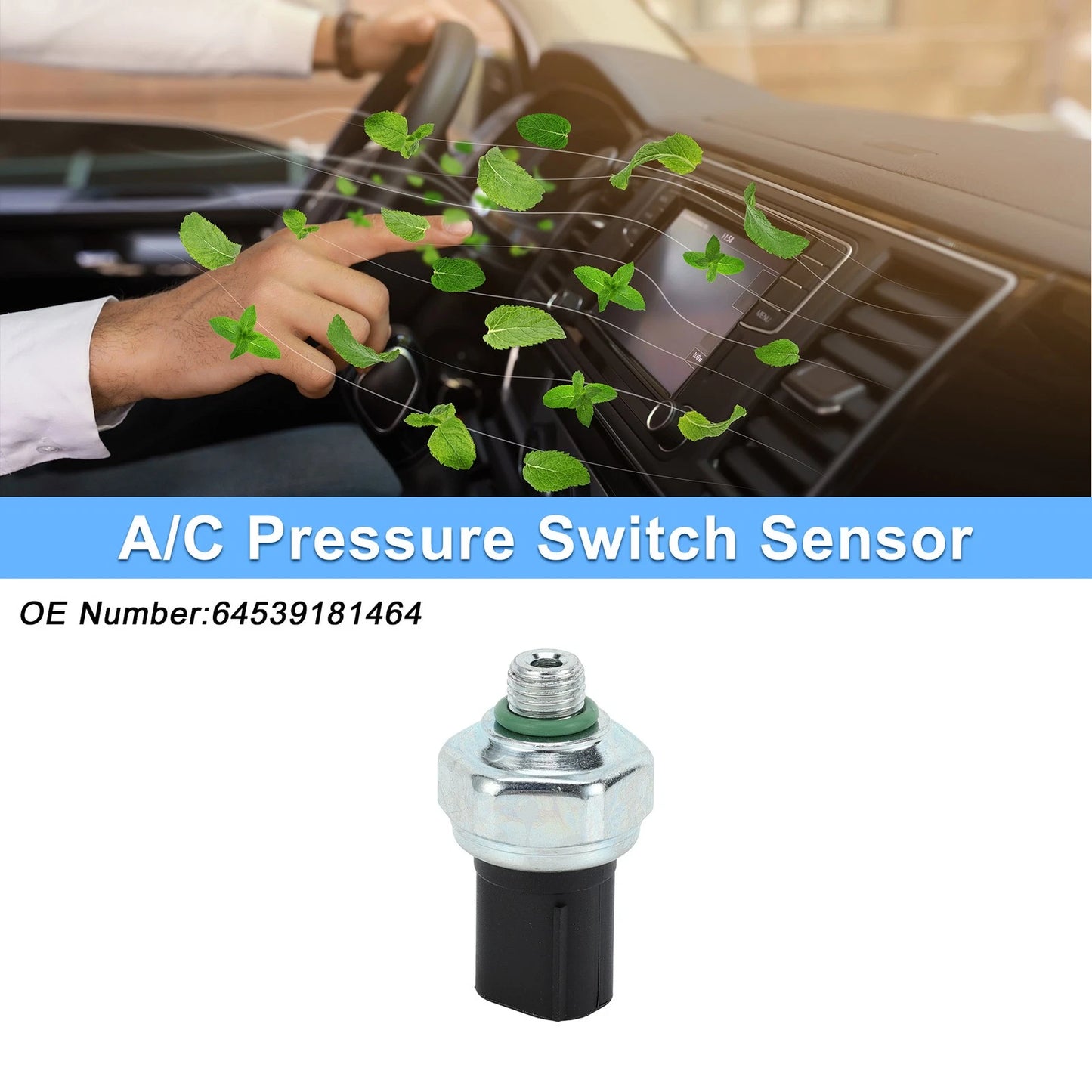 A/C Pressure Switch Sensor for BMW E39 E60 525 530 540 E38 E65 E66 (1997-2010)