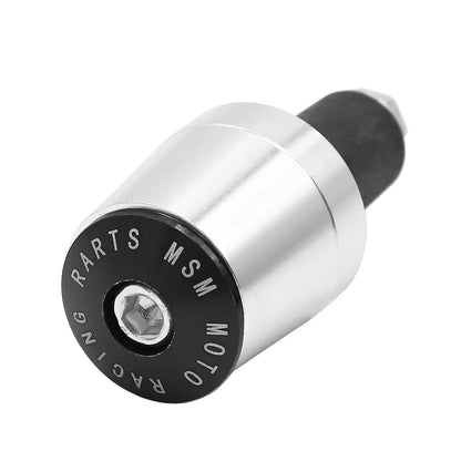 2 x Handlebar End Cap Silver Tone Aluminium for Motorcycle