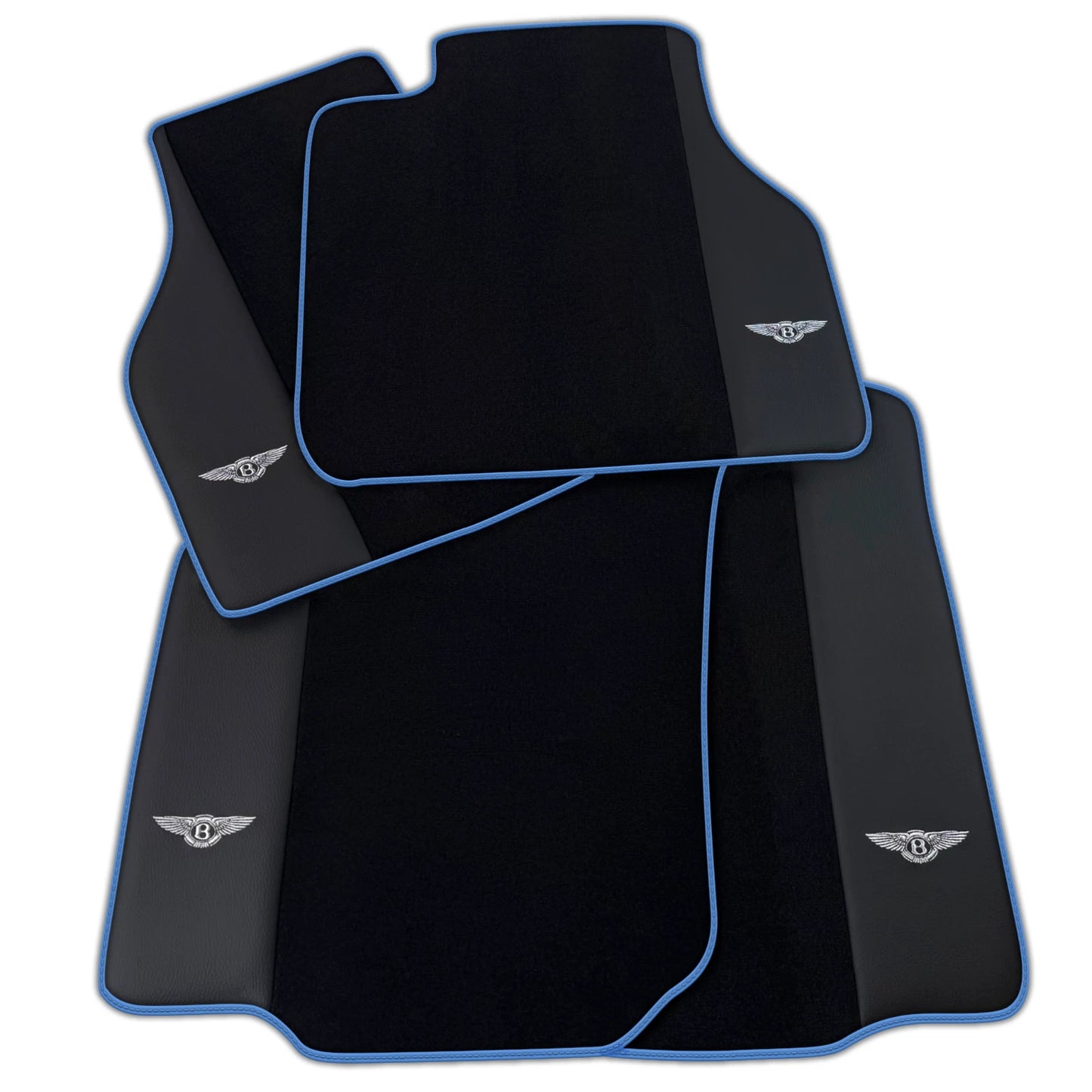 Black Floor Mats for Bentley Flying Spur with Blue Trim (2013-2019)