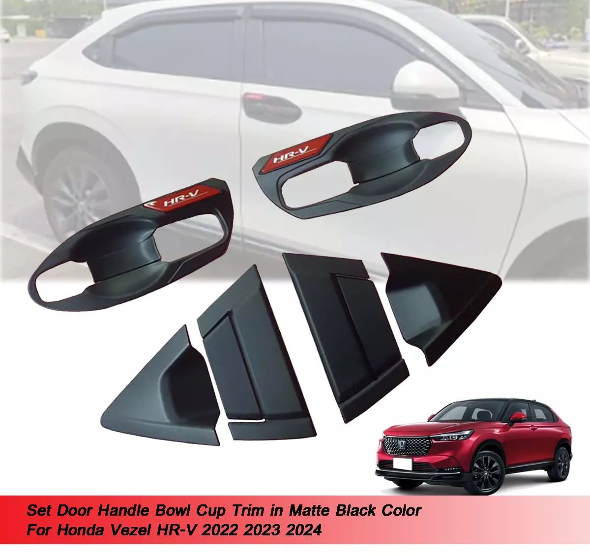 Matte Black Door Handle Bowl Cover for Honda Vezel HR-V (2022-2024)