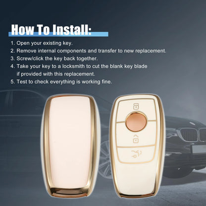 Silicone Smart Key Fob Case Cover for Mercedes-Benz A-Class (2019-2021) White