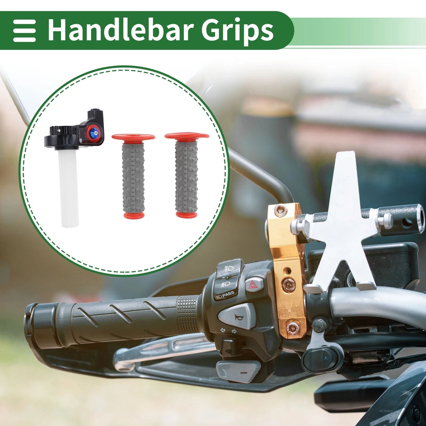 Hand Grips / 7/8 22mm / Handlebar Rubber Red for Motorcycle