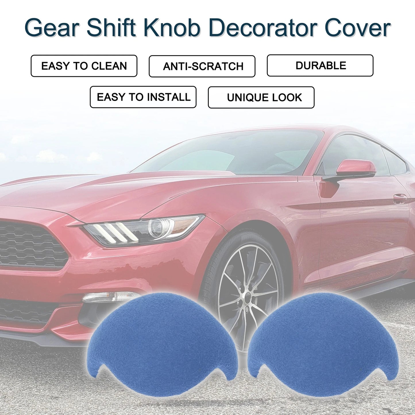 Blue Gear Shift Knob Cover for Ford Mustang (2015-2021)