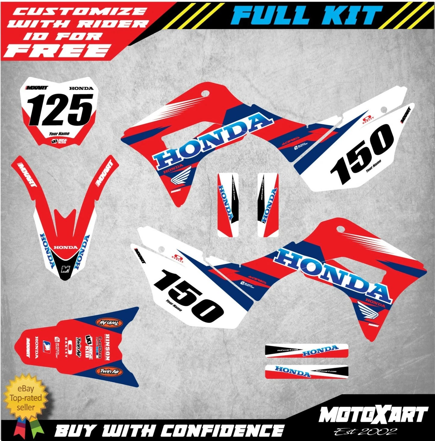 Full Custom Decal Kit for Honda CRF 125 (2019-2021) - VOLT Style Stickers
