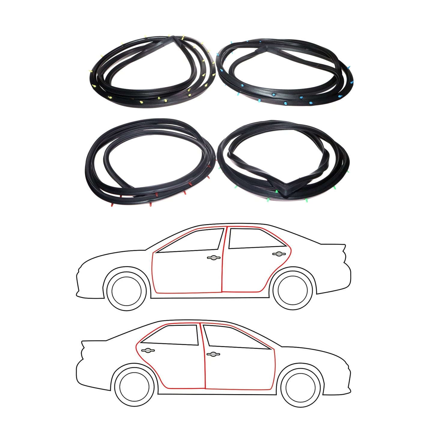 Door Weatherstrip Set for Toyota Crown Sedan 1971-1974