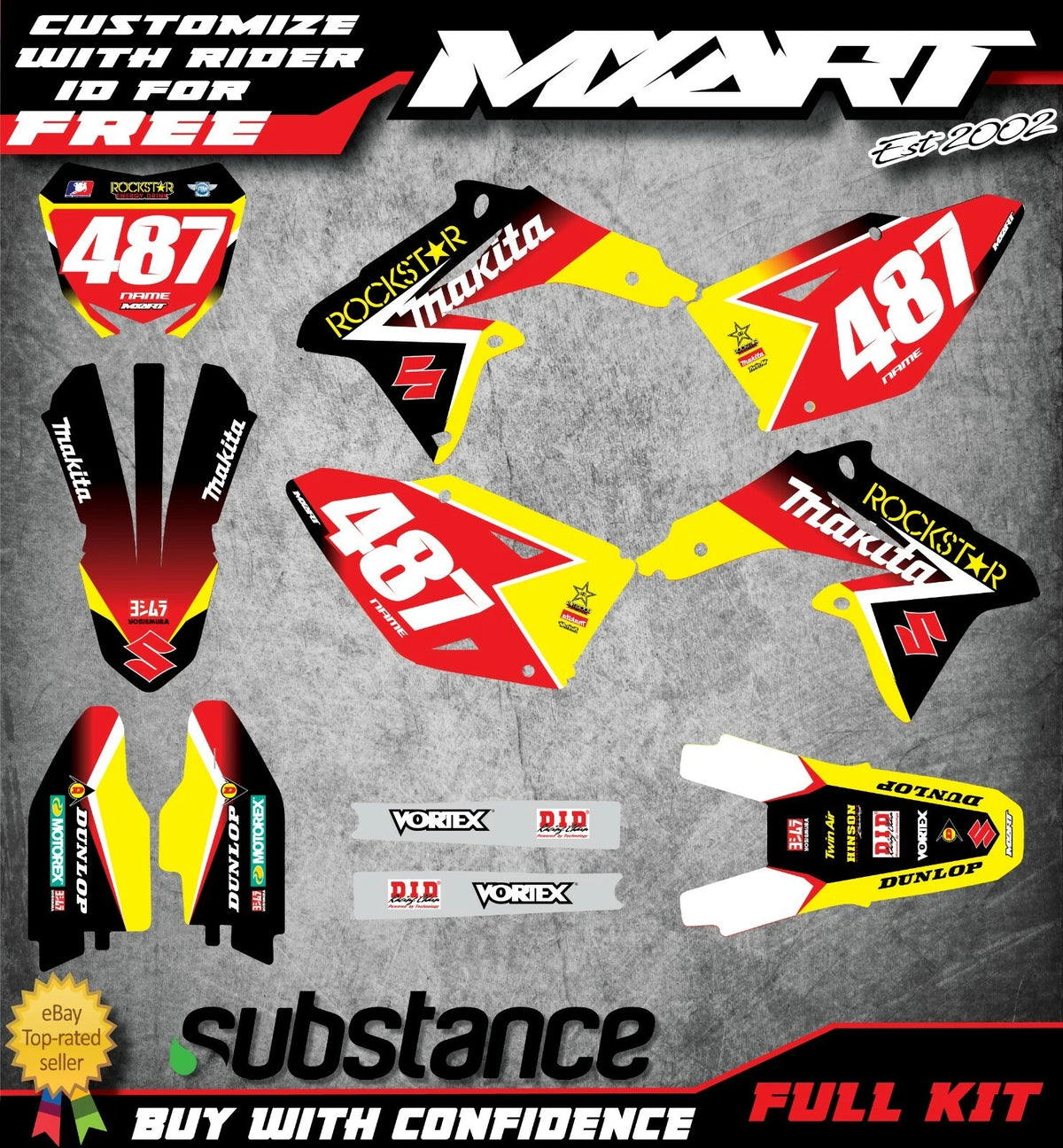 Custom Graphics Kit for Suzuki RMZ 450 (2008-2018) JOUST STYLE Stickers