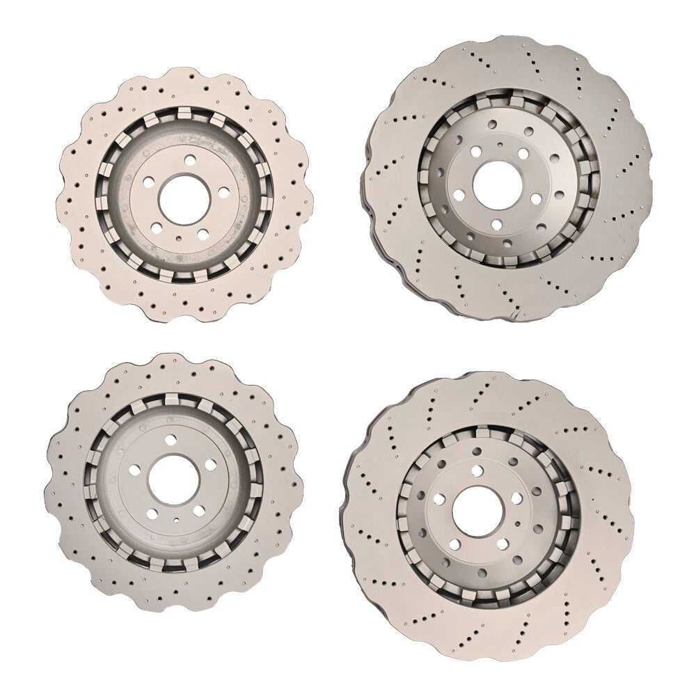 4 x Front & Rear Vented Drilled Dimpled Disc Brake Rotors for RS7 (2014–2016)