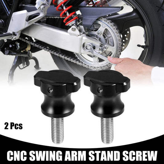 2pcs 10mm Universal Motorcycle CNC Swing Arm Stand Screw Aluminum Alloy Black