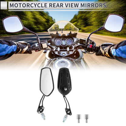 M8/M10 1 Set Rear View Mirror Carbon Fiber Pattern Black for Motorcycle
