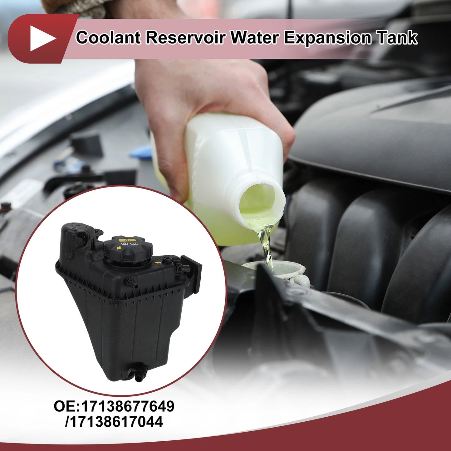 Coolant Expansion Overflow Tank w/ Cap for BMW F22 F23 F30 (2012-2019)