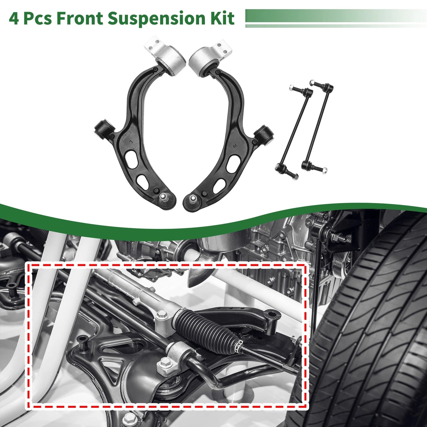 4 Pcs Front Lower Control Arms for Ford Flex (2010-2012)