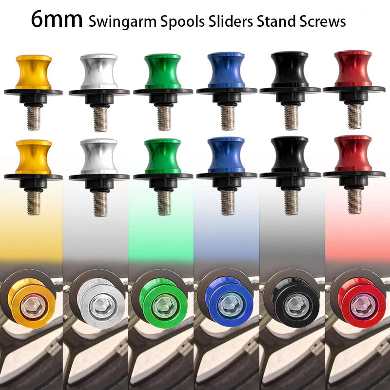 2 x Gold 6mm Swingarm Spools for YAMAHA YZF R6 (2006-2023)