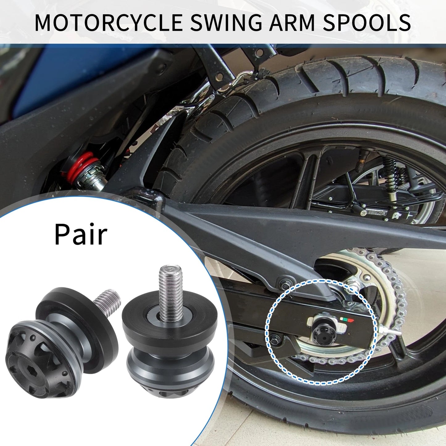 1 Pair Swingarm Spools for Motorcycle Aluminum Alloy Titanium Tone