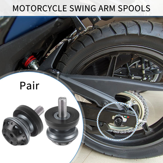 1 Pair Swingarm Spools for Motorcycle Aluminum Alloy Titanium Tone