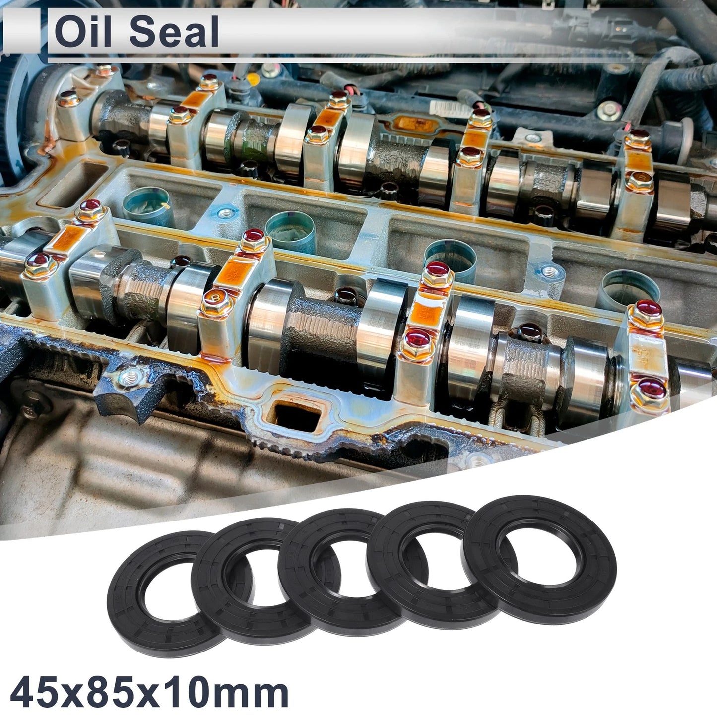 Oil Seal/45x85x10mm/NBR Rubber Rotary Shaft Seal Black 5 Pcs for Make Model
