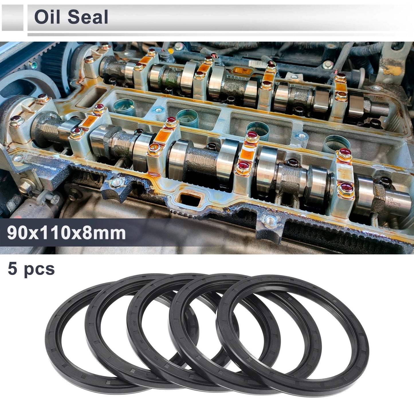Oil seal 90x110x8mm 5 x Seal Ring Rotary Shaft Seal Nitrile Rubber Black