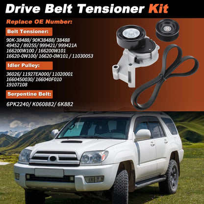 Serpentine Belt Drive Tensioner with Idler Pulley for Toyota Tundra