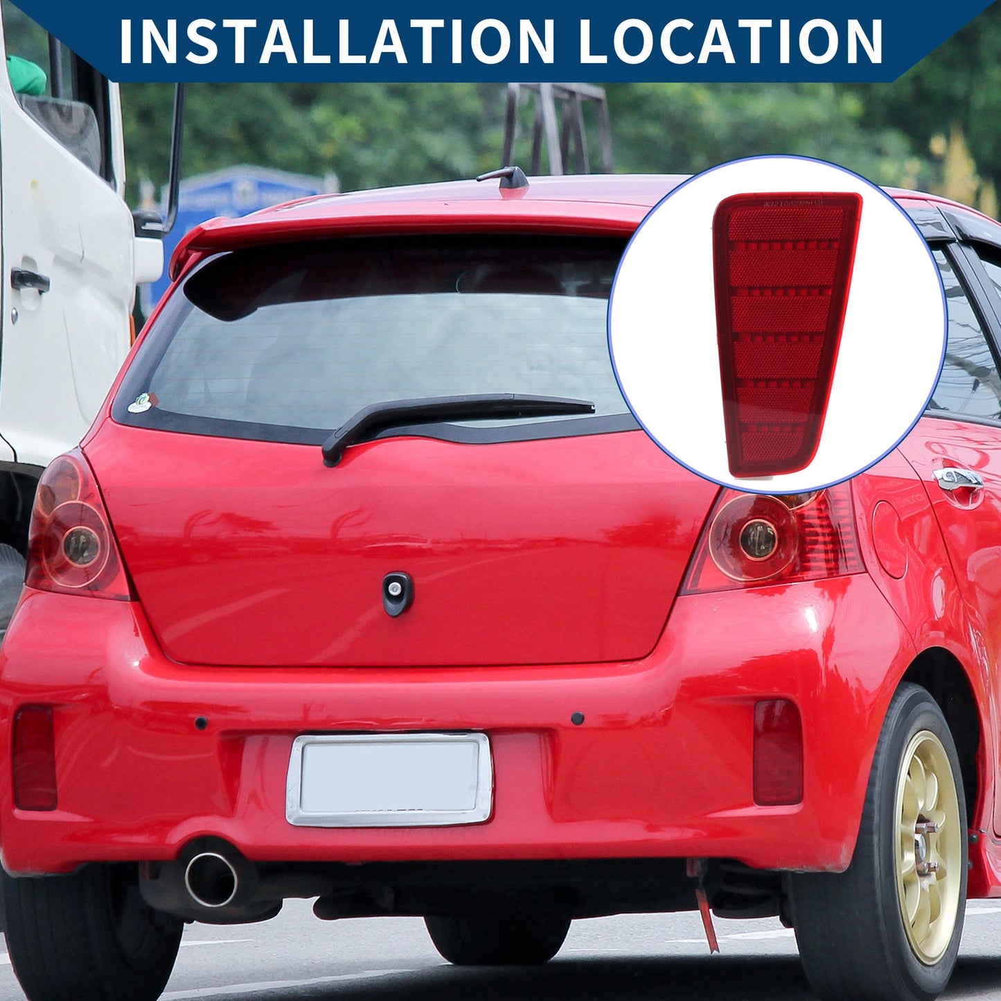 Rear Left Bumper Reflector for Toyota Yaris (2012-2014) Red