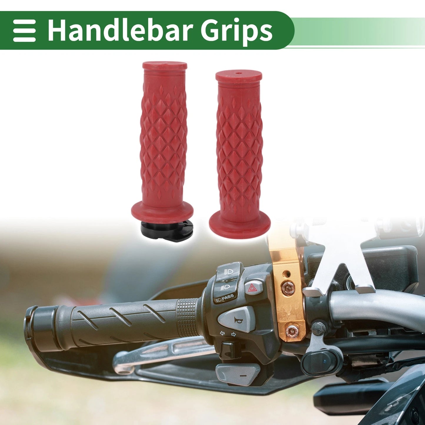 7/8" 22mm Hand Grips Cover for Motorcycle Dark Red Rhombus