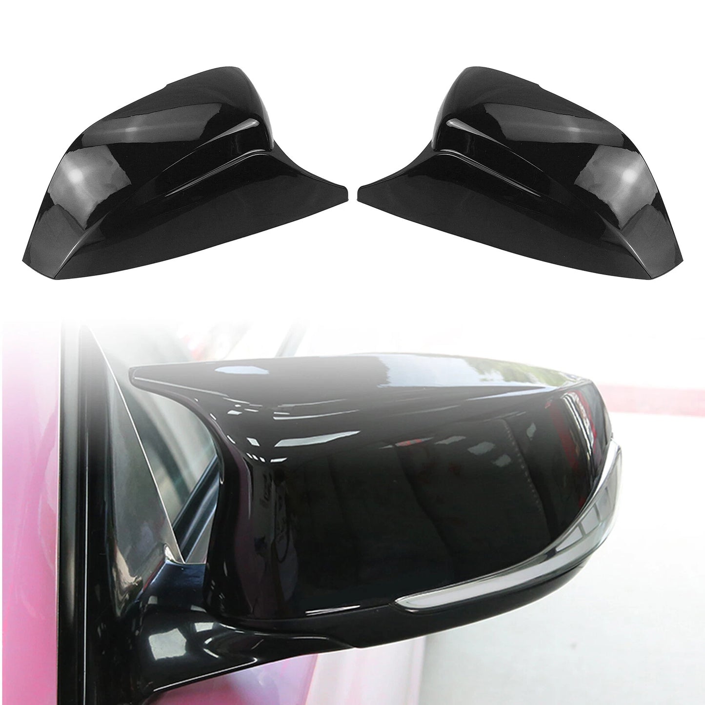 Rearview Mirror Cover Caps for Infiniti Q50 Q60 Gloss Black (2014-2023)
