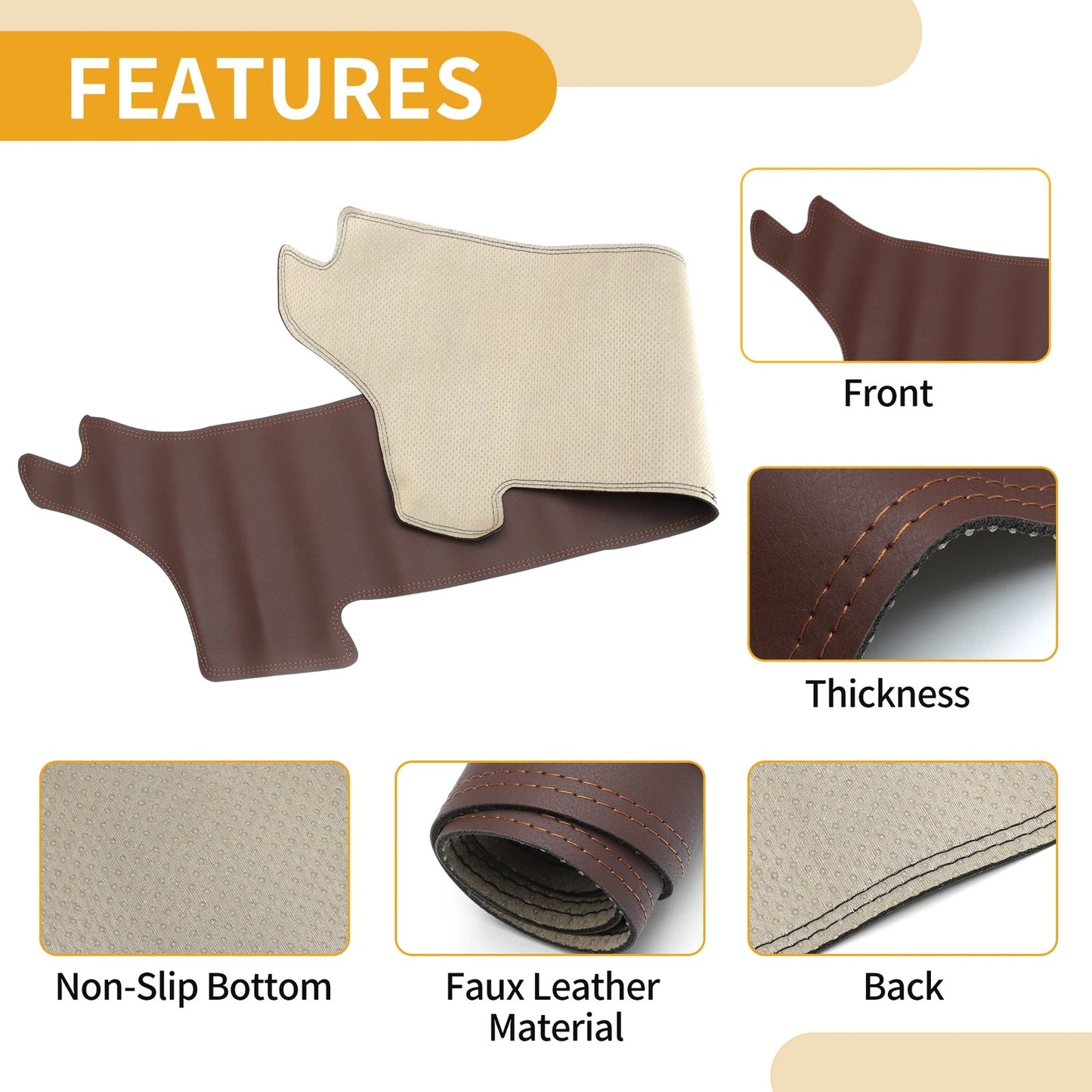 Dashboard Cover Mat for Toyota Prius (2023-2024) - Brown Anti-Slip Carpet