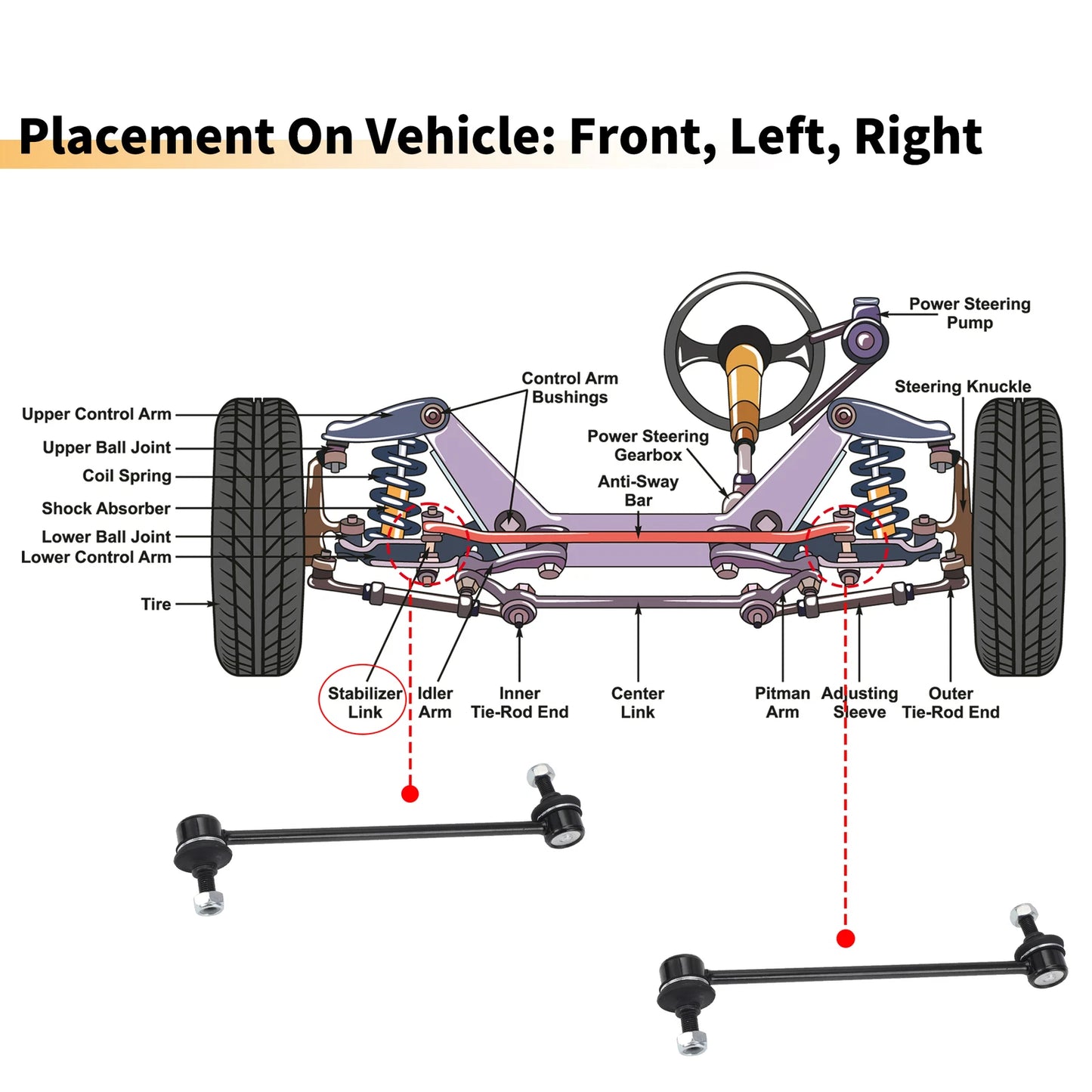 2 x Front Sway Bar Links Stabilizer Kit for Ford Escort