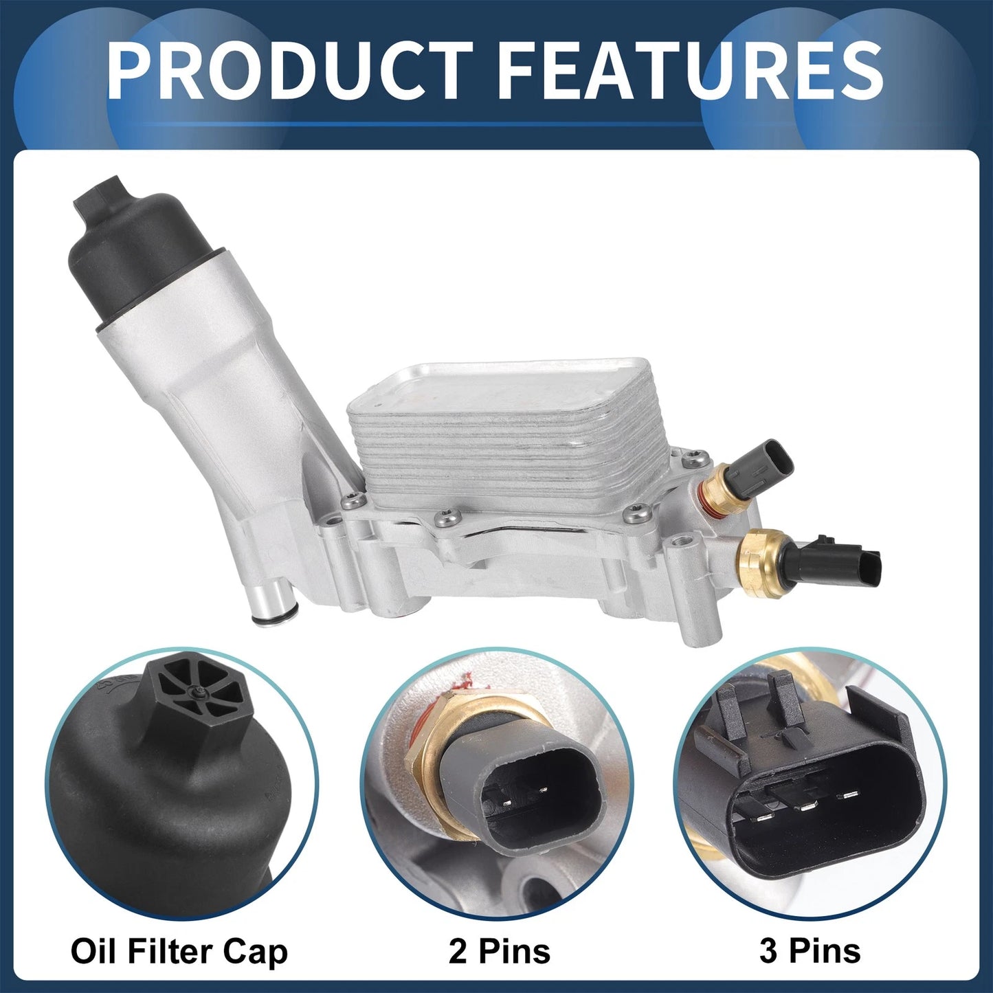 Engine Oil Cooler Filter Housing Set with Gaskets for Chrysler 200 (2011-2014)
