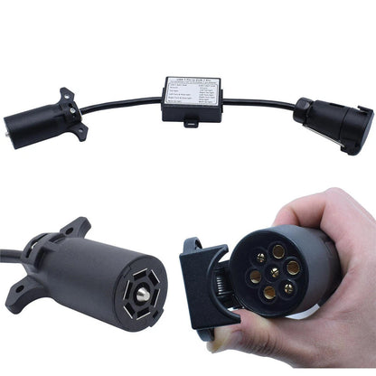 7-Way Blade to 7-Pin Round Trailer Light Converter for USA to EU