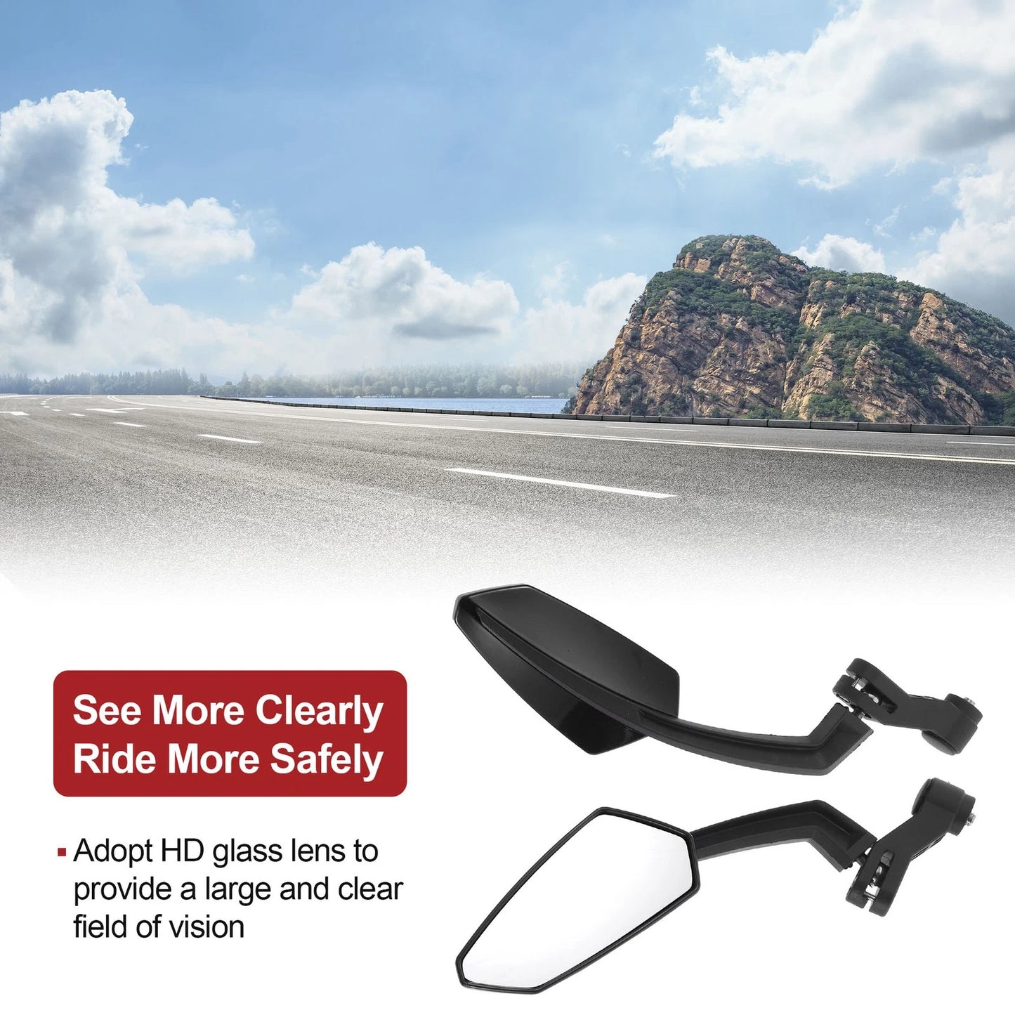 M8/M10 Rear View Mirror Side Mirror Black Plastic 1 x Motorcycle