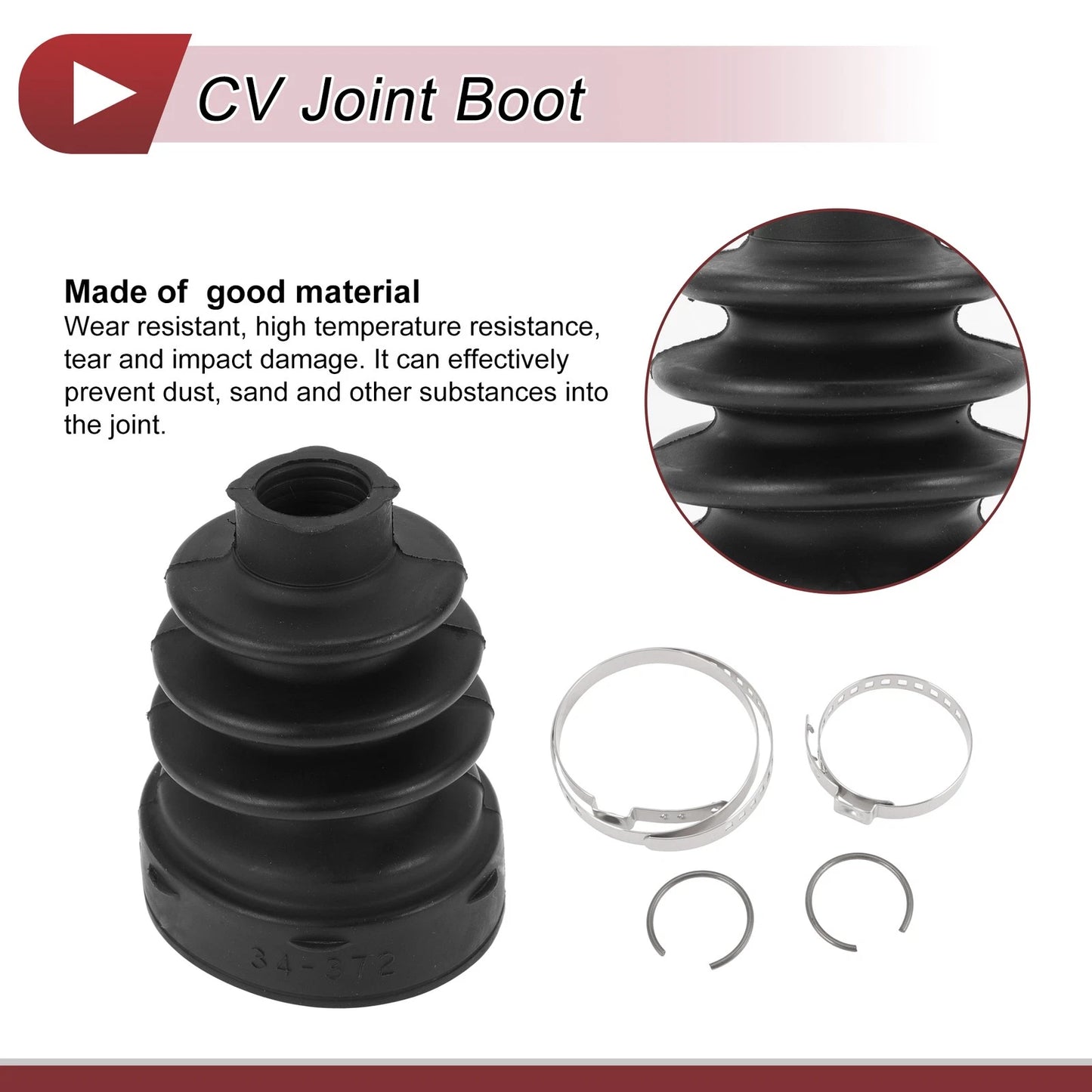 Inner CV Joint Boot Kit w/ Clamps for Mitsubishi Lancer (2012-2017)