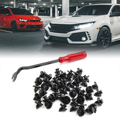 50 Pcs Car Retainer Clips & Rivets with Remover for Nissan Altima