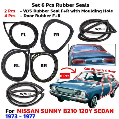 Windshield Front Rear Door Rubber Fits Datsun Sunny B210 120Y 4D SED 1973-77 D05