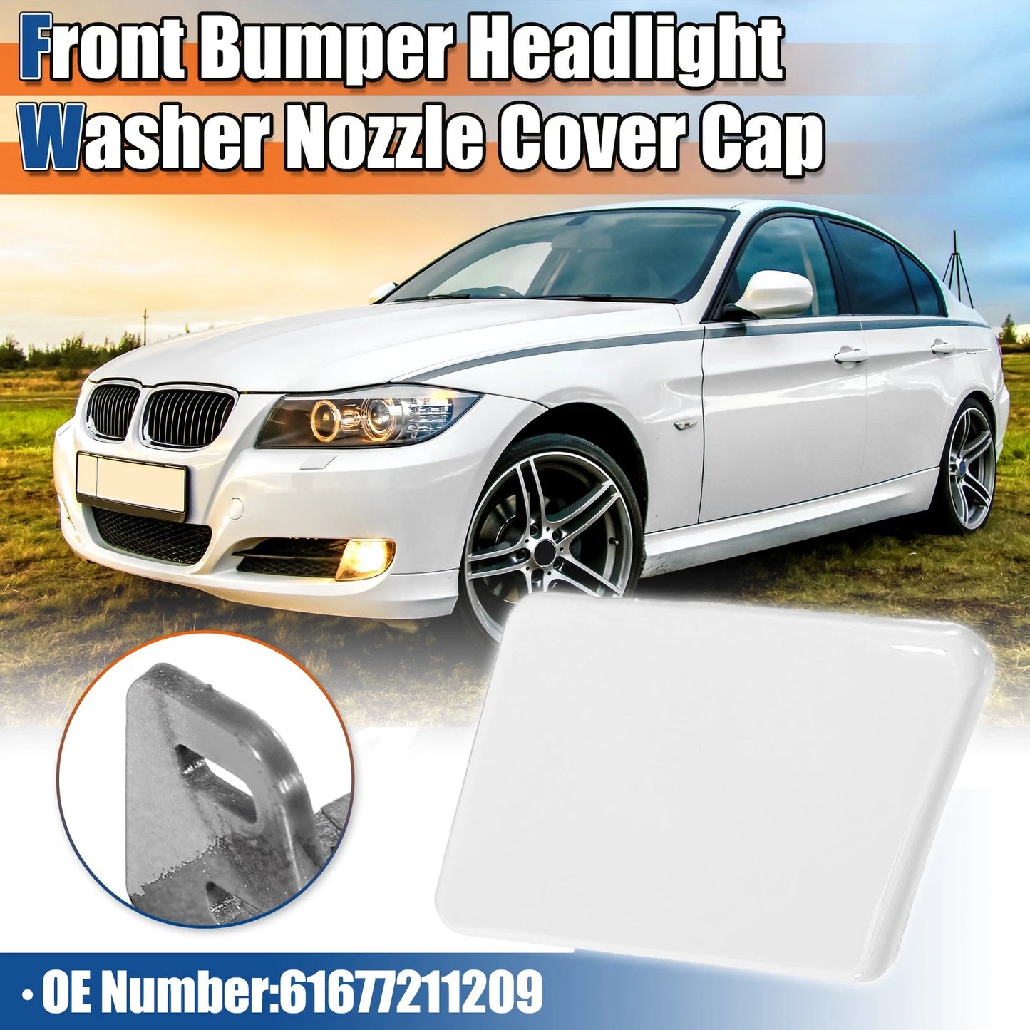 Left Side Front Bumper Headlight Washer Nozzle Cover for BMW E90 E91 (2006-2011)