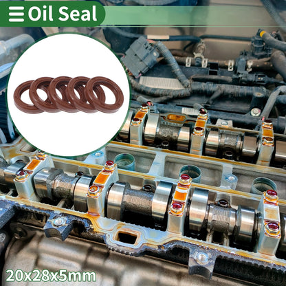 Oil Seal 20x28x5mm Brown 5 Pcs Rotary Shaft Seal FKM Rubber