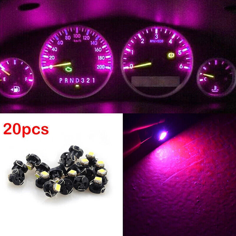 20 x T4 T4.2 LED Bulbs for Gauge Dash Lights for AC (Pink)